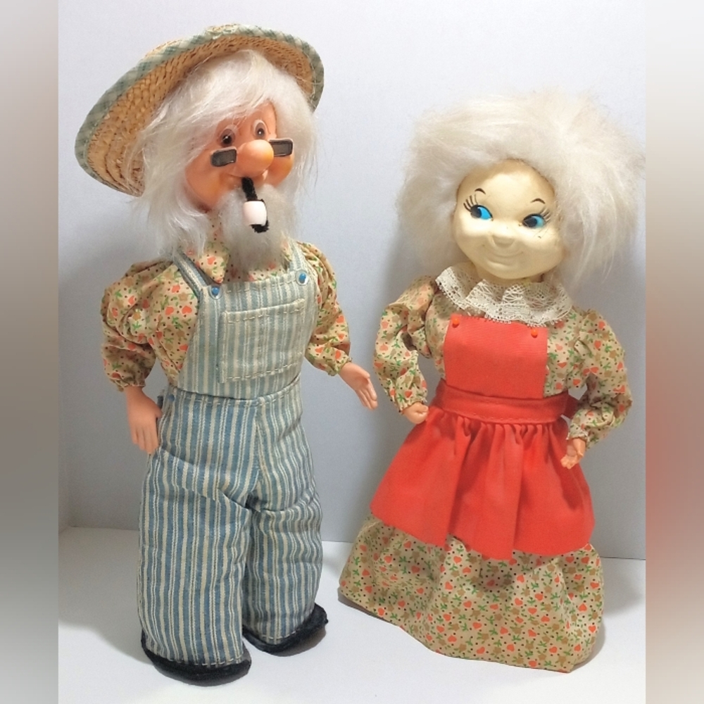 Vintage Soap Bottle Farmer and Wife Dolls